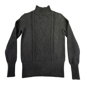 J. Crew Sweater Women's‎ Medium Knit Turtleneck Long Sleeve Cable Knit Black